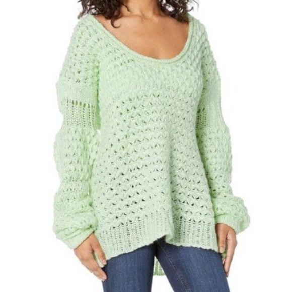 Free People Crashing Waves Pullover Sweater Seafoam Green size S - Picture 3 of 9